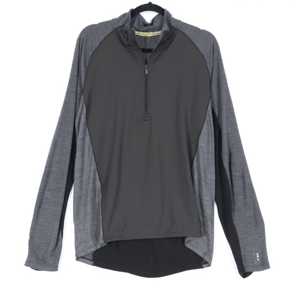 Smartwool Merino Sport 250 Pullover Mens Large Grey Quarter Zip Base Layer Ski